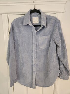 Bluenotes Womens Light Blue Corduroy Button-Down Shirt Size XS EUC